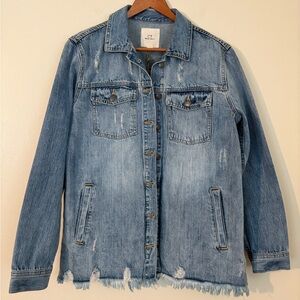 Thread + Supply Distressed Denim Jacket, Size Small, NEW